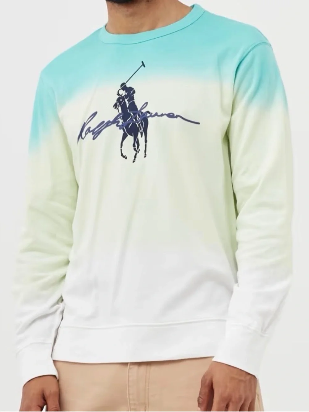 Ralph Lauren Aqua-to-Cream Gradient Logo Sweatshirt